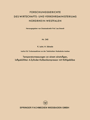 cover image of Temperaturmessungen an einem einstufigen, luftgekühlten 4-Zylinder-Kolbenkompressor mit Kühlgebläse